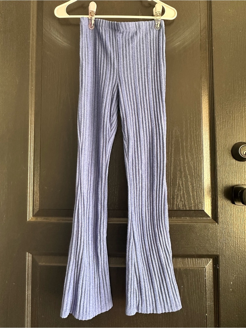Lavender Light Purple Ribbed Flared Pants Loungewear